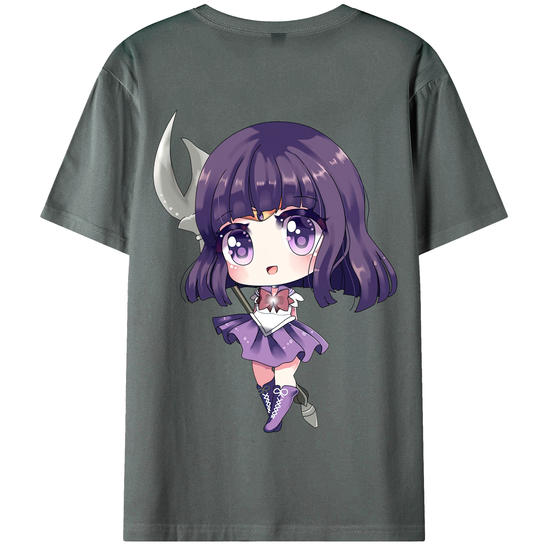 （画像用） 美少女戦士セーラームーン 土萠ほたる Sailor Moon Tomoe Hotaru （セーラーサターン；Sailor Saturn） 綿100％半袖Tシャツ（背面プリント）